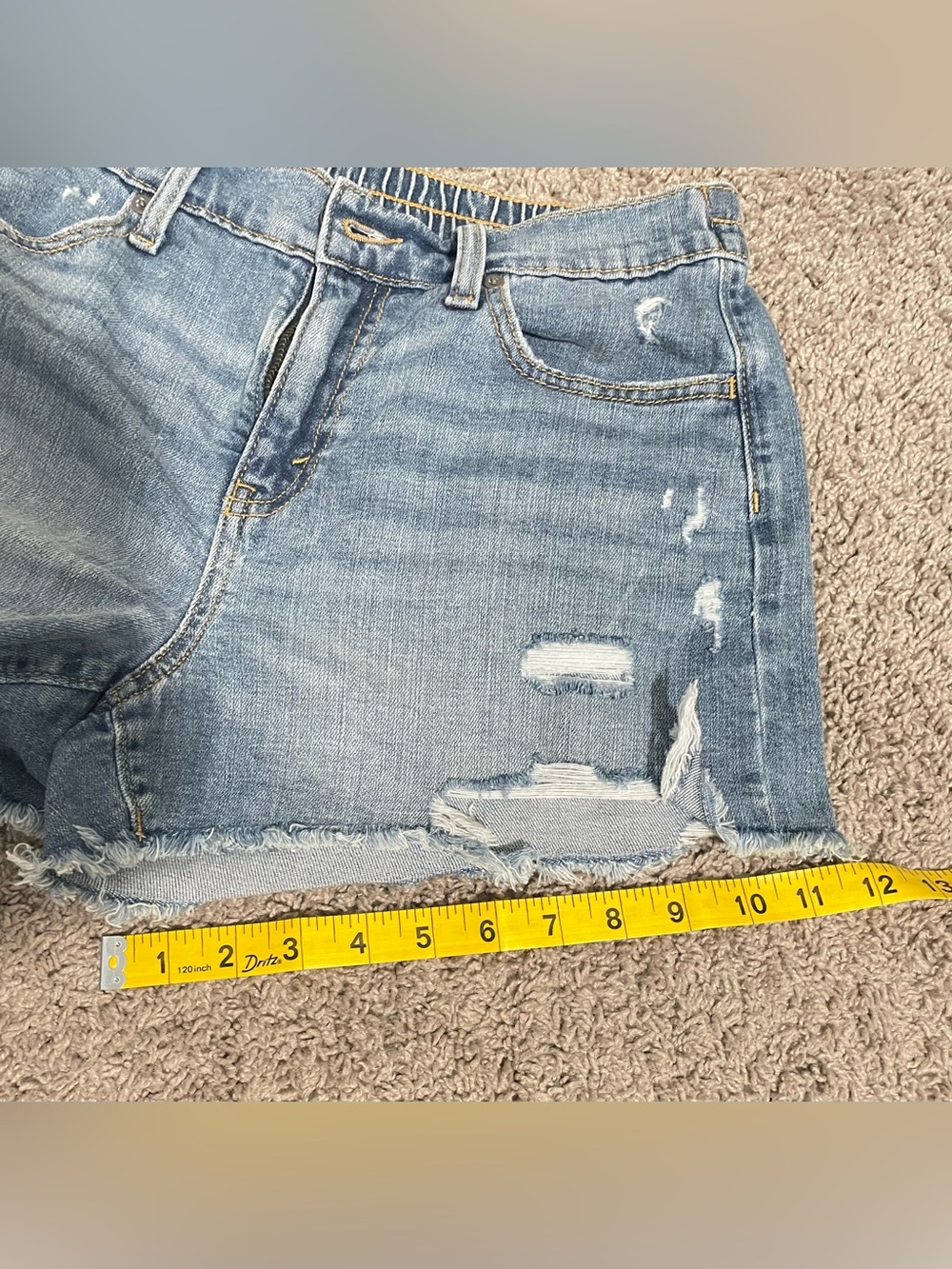 aerie Light Blue Distressed Denim Shorts - Picture 5 of 7